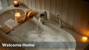 Omaze Million Pound House Lake District  - Bubble bath with candles and wooden rack with book